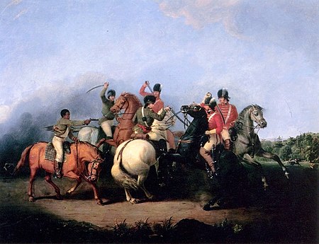Patriot cavalry in action against the "British Legion" at Cowpens